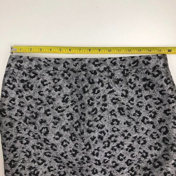 Loft Pencil Skirt Animal Print Silver Black 8 - Picture 5 of 9